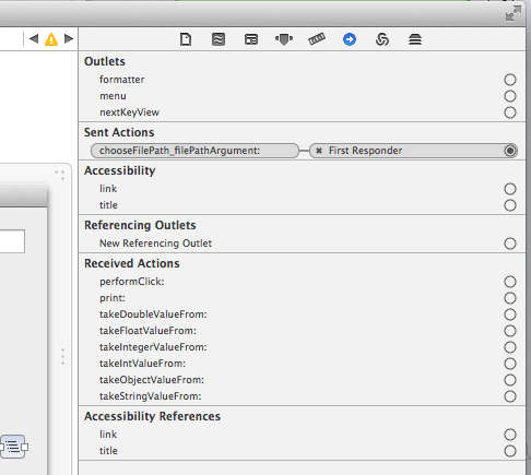 Sent Action for File Path Button